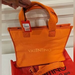 Mario Valentino Spa Large Orange Tote Bag Brand New With Tags
